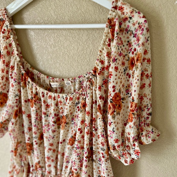 Floral Midi Dress XXL Puff Sleeve Cottagecore Tiered Boho Romantic Dress - Picture 3 of 7